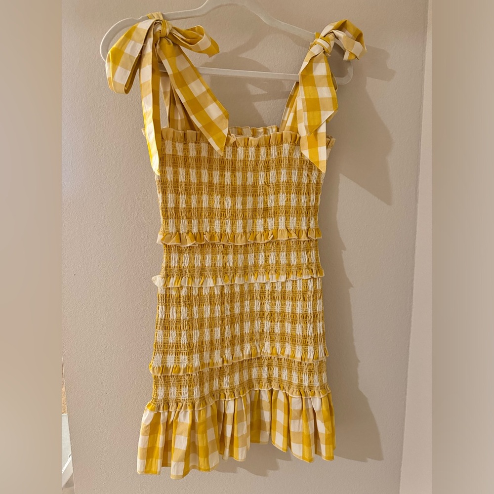 Yellow Plaid Tie Strap Dress
